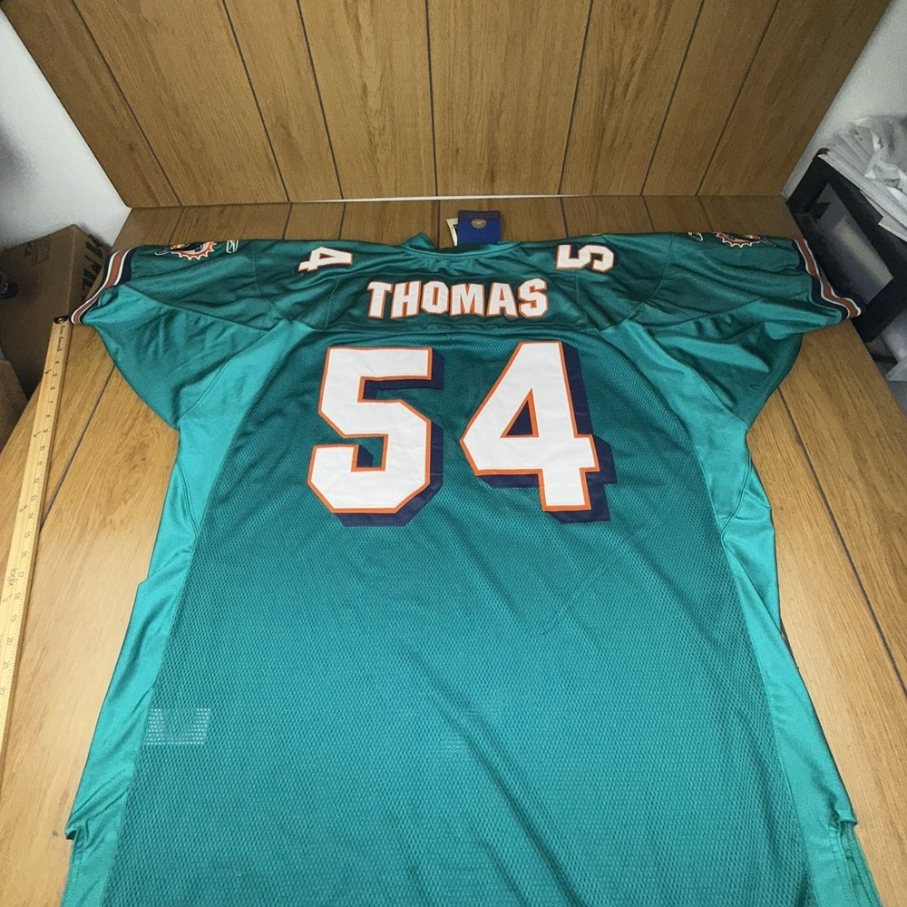Zach Thomas Dolphins Authentic Vintage Reebok Home Jersey NFL LB #54 Size 56 NEW - Picture 12 of 15